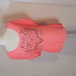 Women’s Taylor & Sage Pink with Bronze Sequin Short Sleeve Shirt; Size M